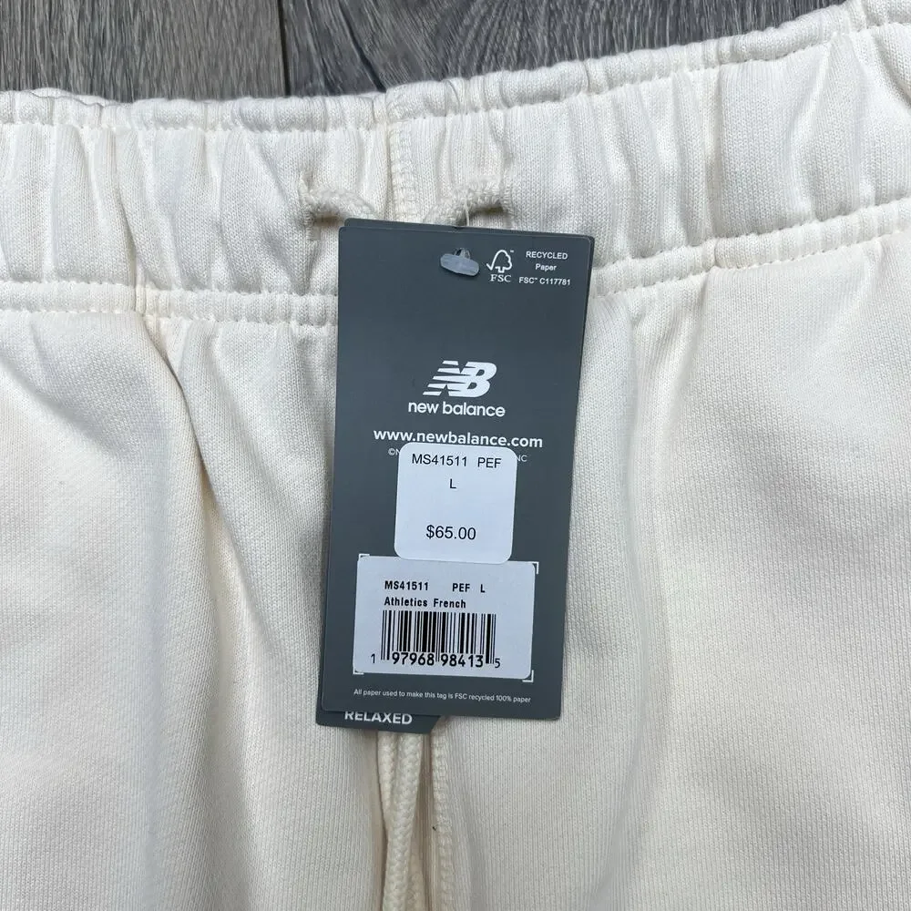New Balance Shorts Size Large Mens Permafrost Yellow Tan French Terry 5
